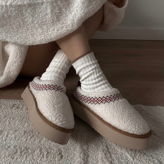 Fuutsi Fleece Platform Slippers